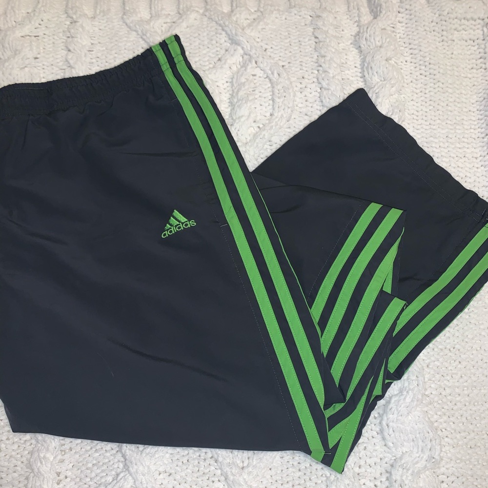 Adidas Grey and Green Windpants
